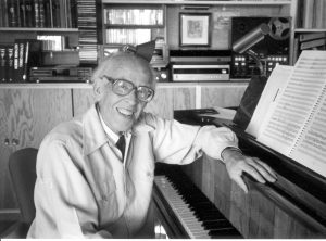 Knut Nystedt at his grand piano